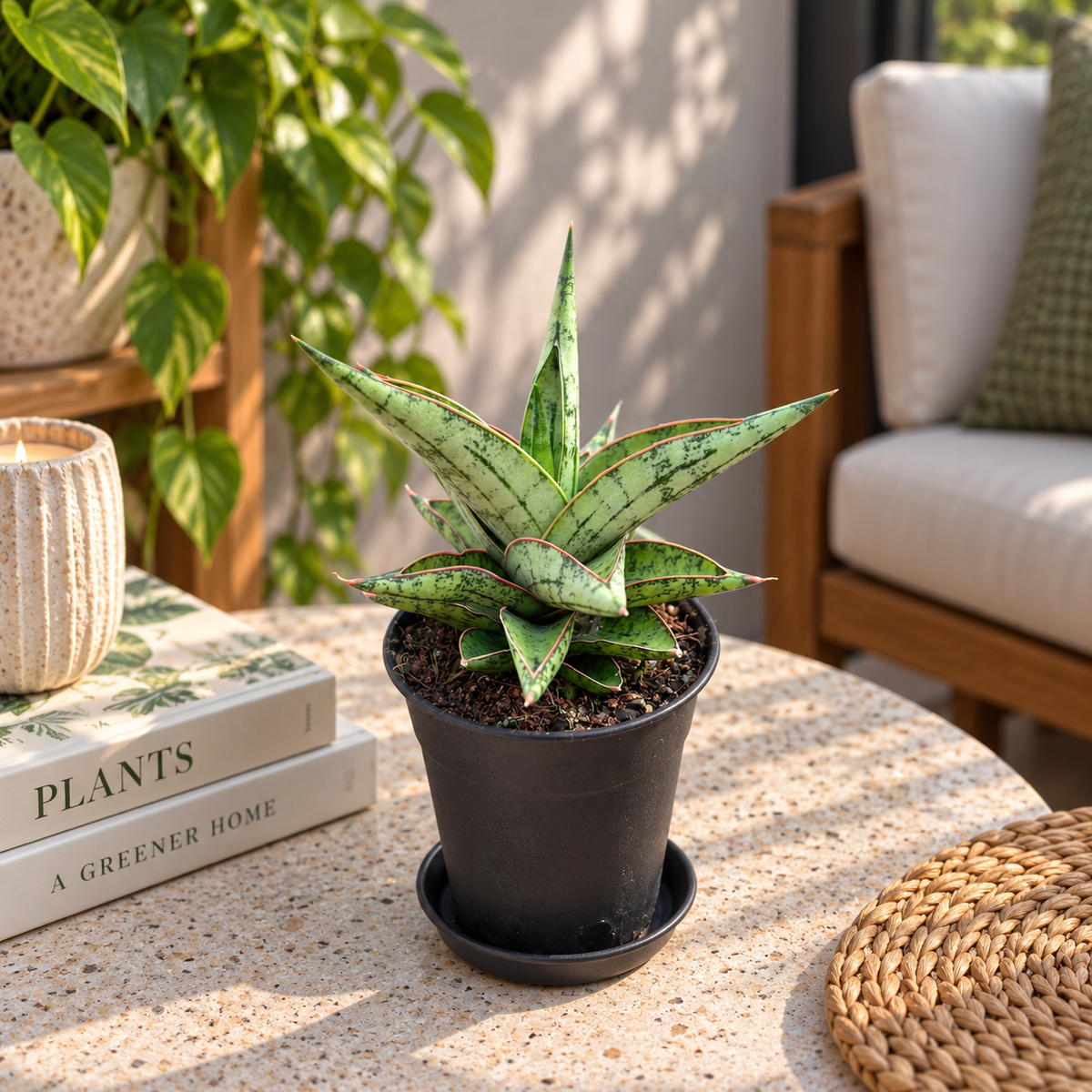 Sansevieria ‘Snow Lotus’ - kompaktná ružica s jemne červenými okrajmi