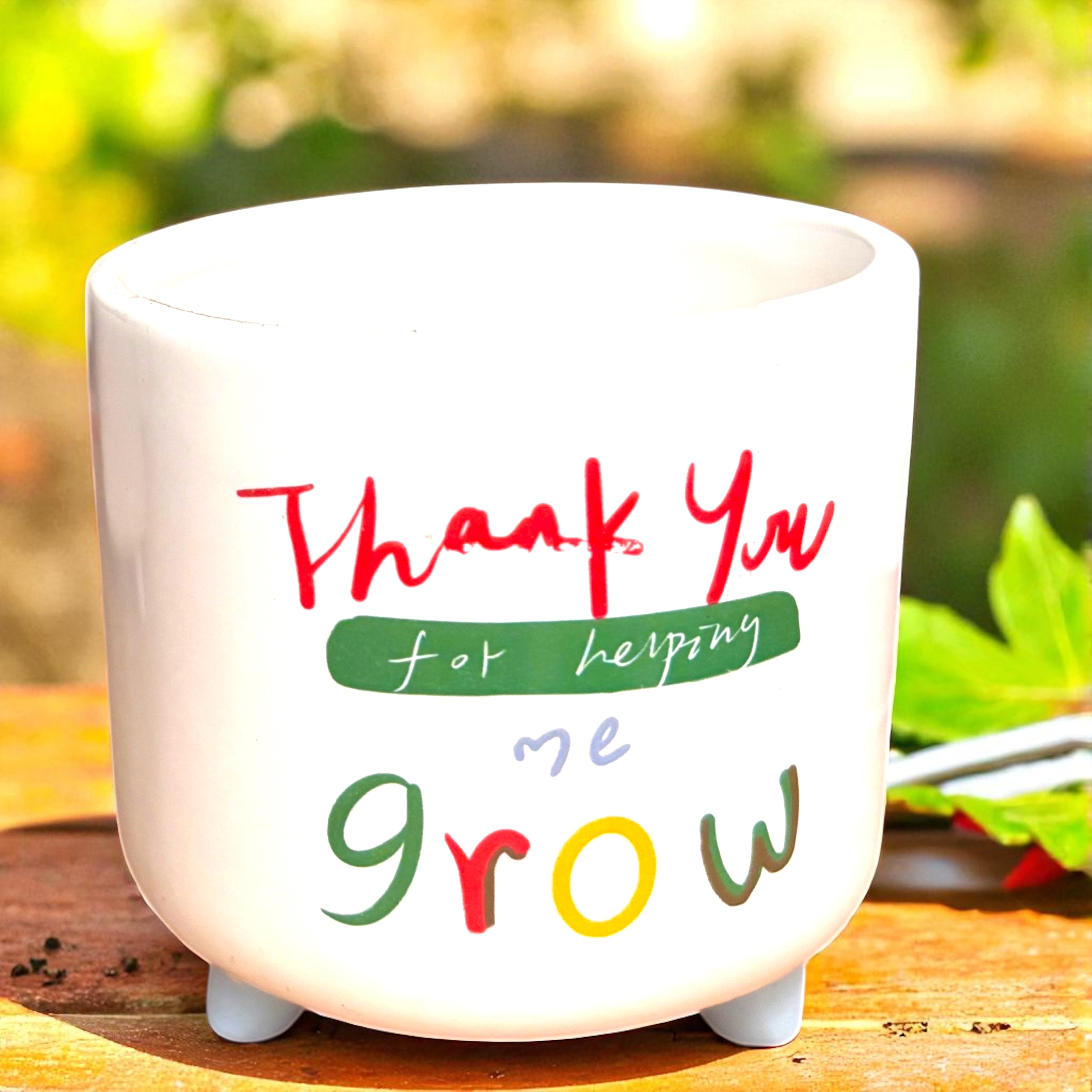 Vas ceramic cu mesaj 'HAPPY GROW' D6