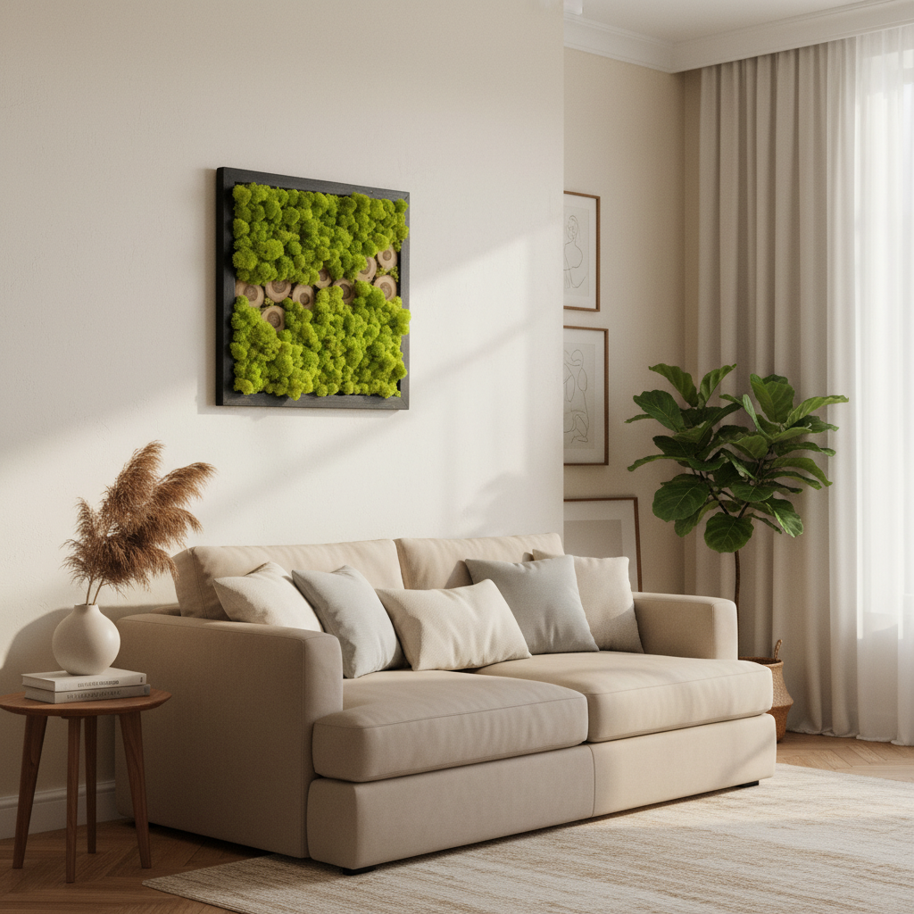 Tablou cu licheni stabilizati verde