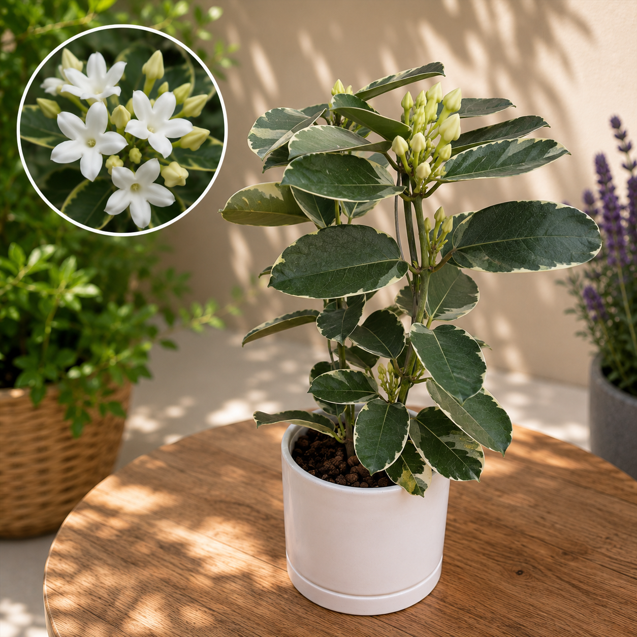 Stephanotis floribunda ‘Alpine’ (Albo variegata) - Madagascar Jasmine (fragrant)