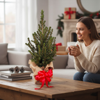 Natural fir tree gift wrapped