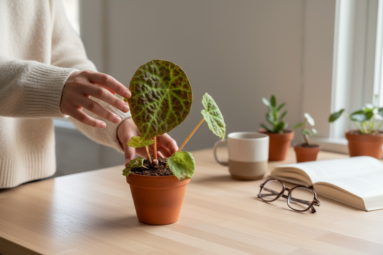 Begonia phuthoensis – varietate botanica rara, cu frunzis catifelat si texturi spectaculoase