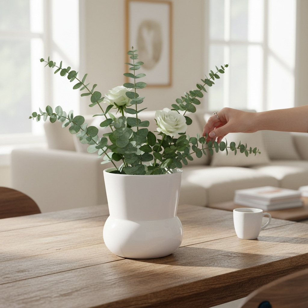 Vas decorativ din ceramica alb Maxima D13