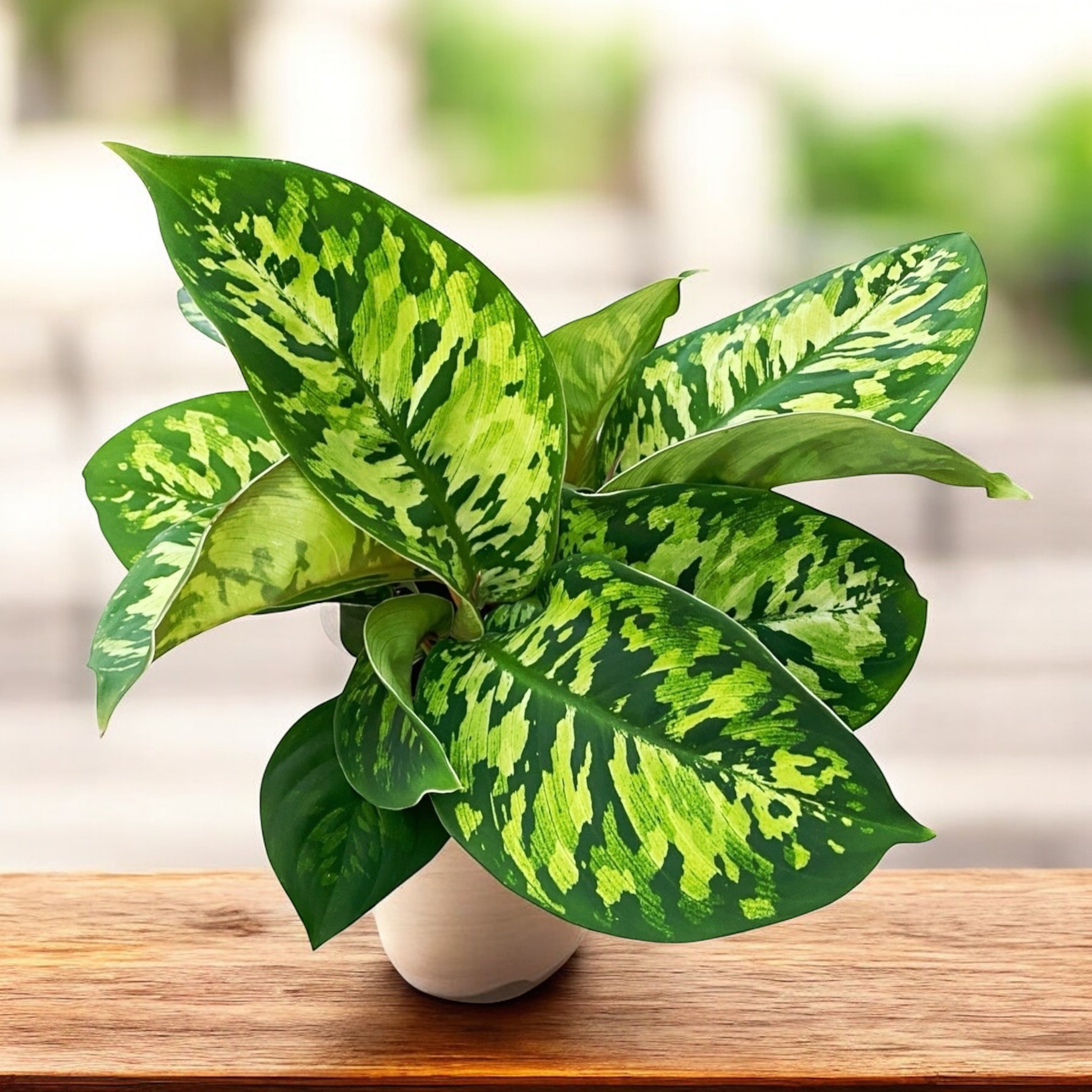 Homalomena ‘Camouflage’ – frunzis spectaculos in nuante marmorate