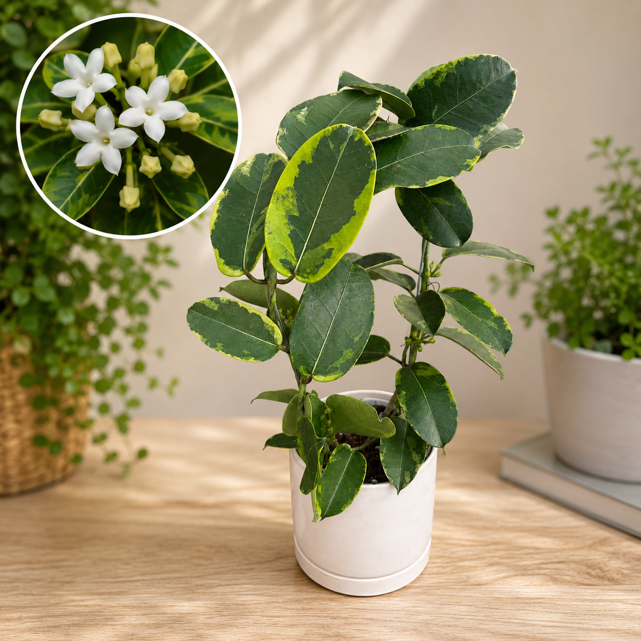 Stephanotis floribunda Gelb Variegata (gelber Rand)
