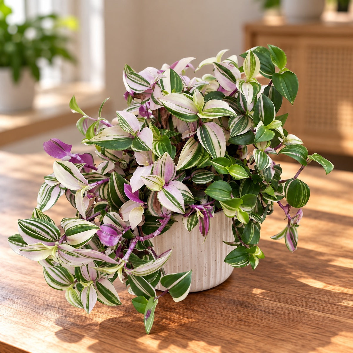 Tradescantia fluminensis 'Quadricolor' - trailing plant with tricolor leaves