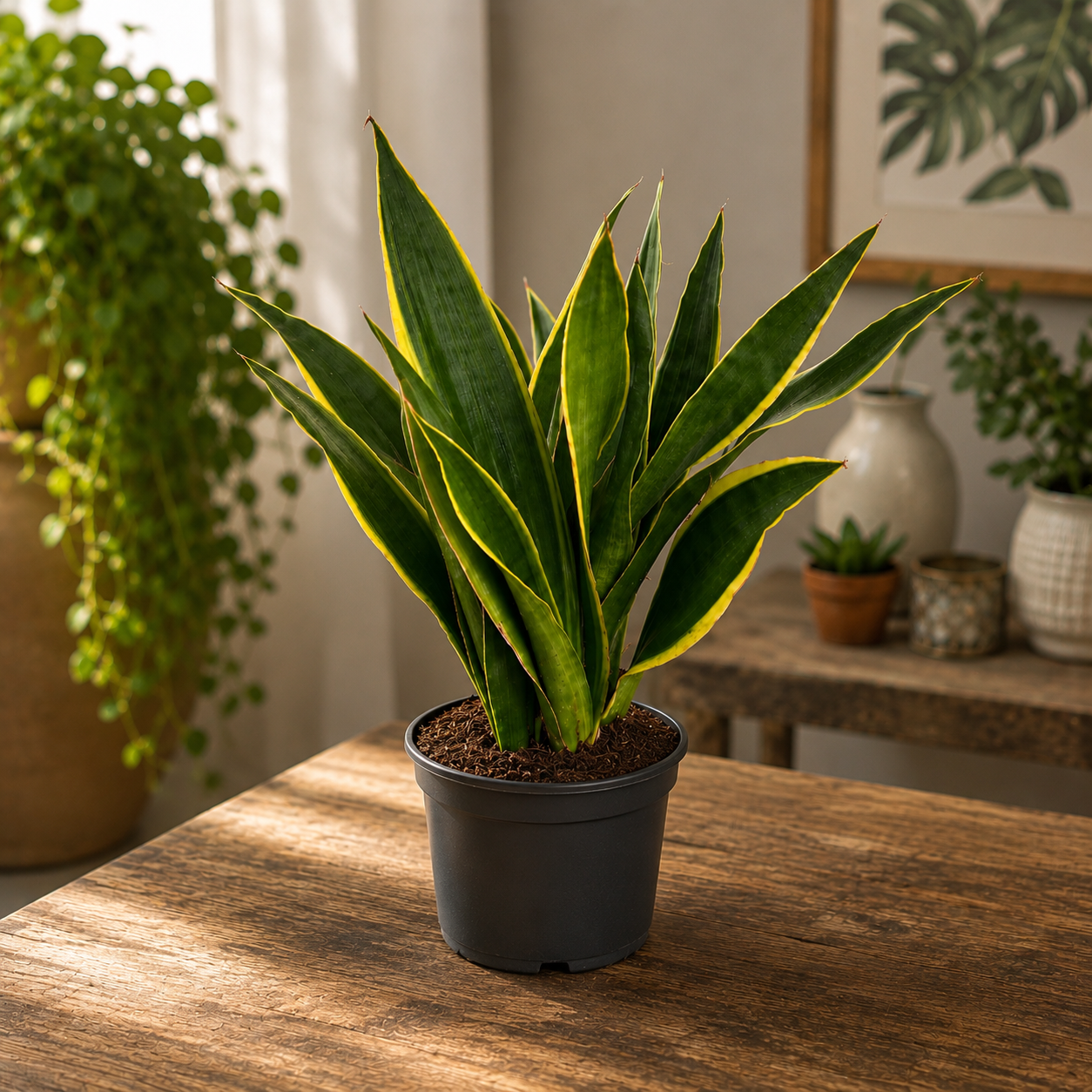 Sansevieria aubrytiana „Yellow Edge“ – змийско растение със златистожълти краища
