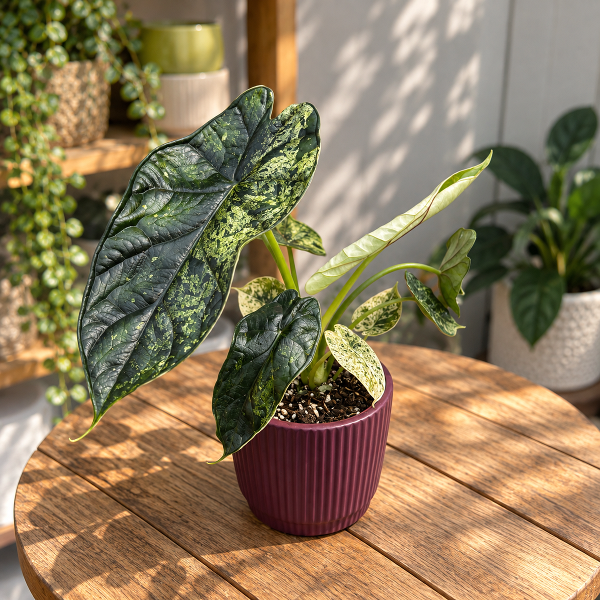 Alocasia 'Dragon Scale Mint' - Strong Variegation