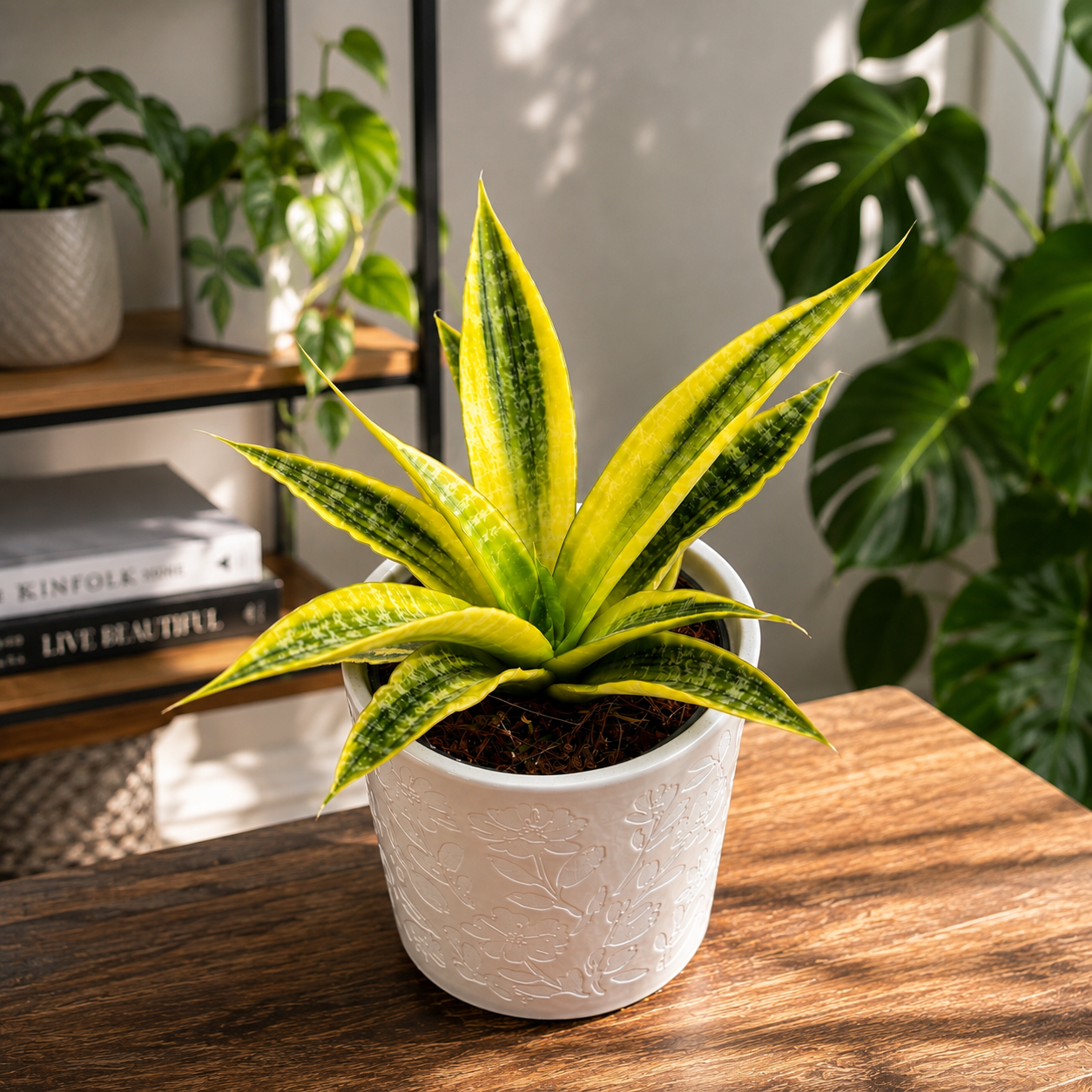 Sansevieria „Cordova Variegated“ – kompakte Bogenhanf-Pflanze mit panaschierten Blättern