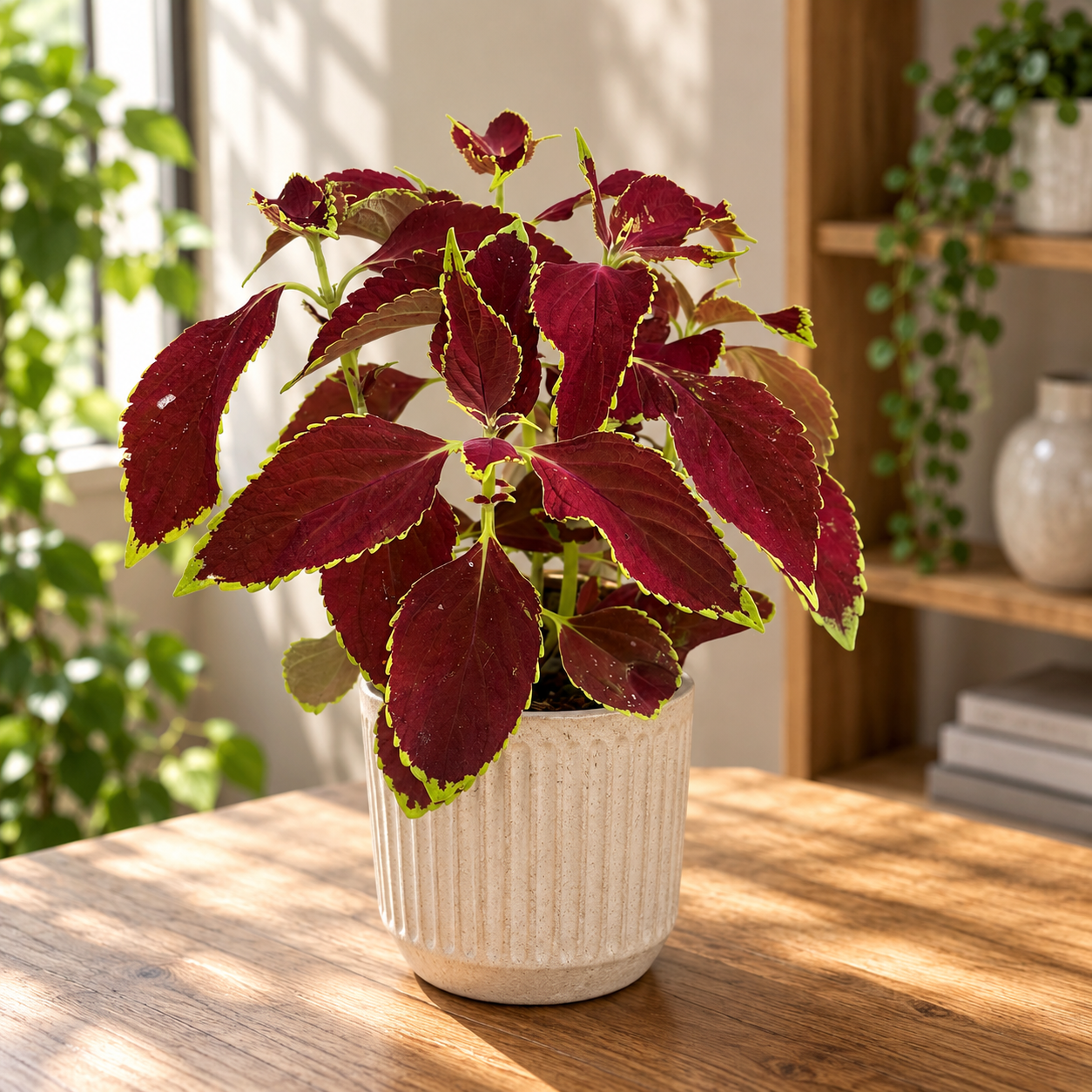 Coleus Premium Sun „Ruby Heart“ – kopřivěnka s rubínovými listy