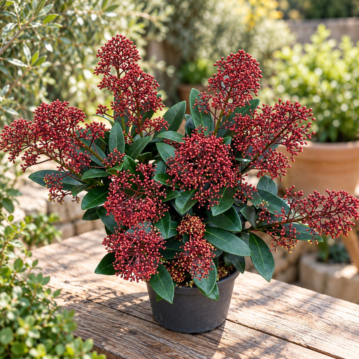 Skimmia japonica 'Rubella' XL - Japanese Skimmia, 2-3 plants/pot
