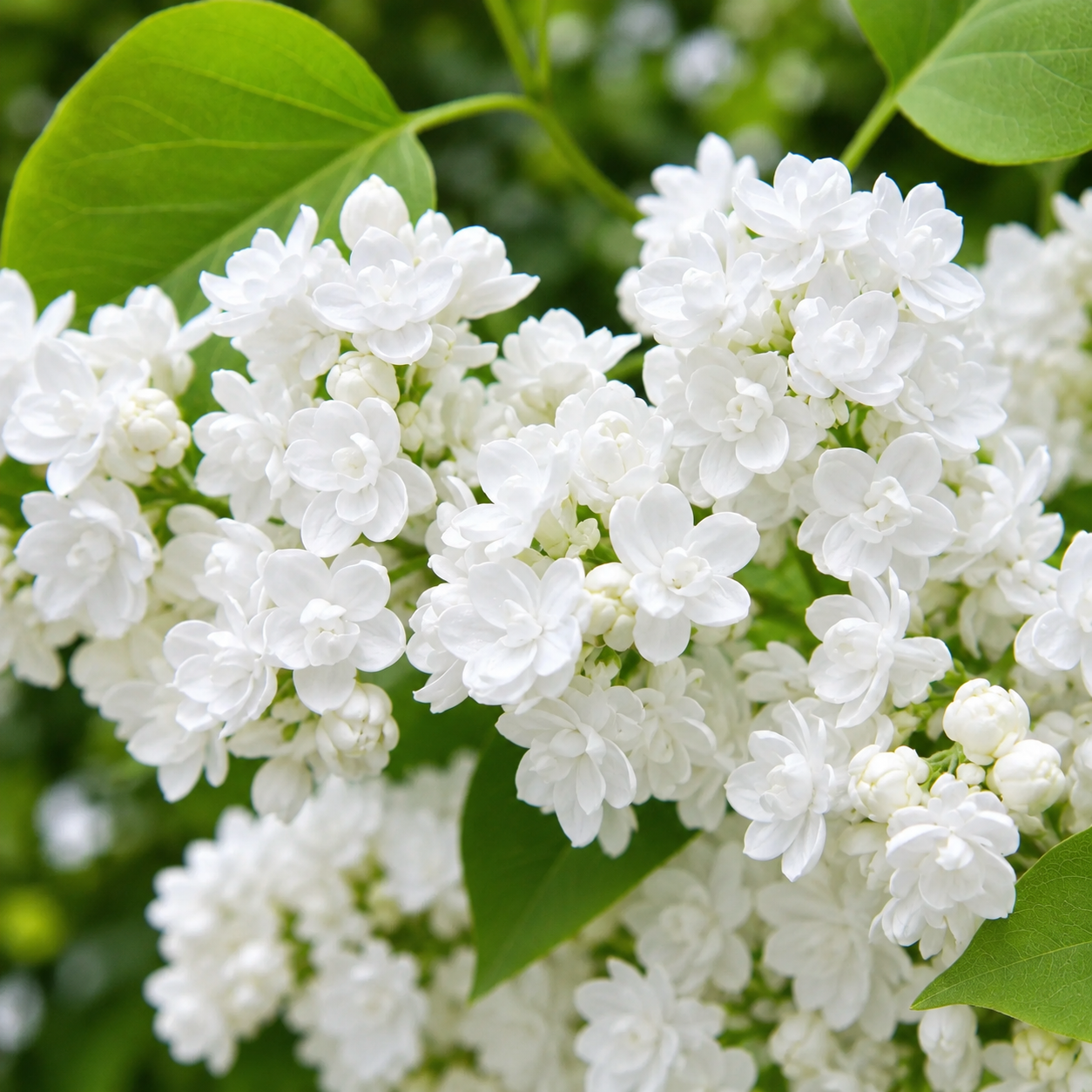 Syringa vulgaris ‘Mme Lemoine’ – liliac alb parfumat, cu flori duble