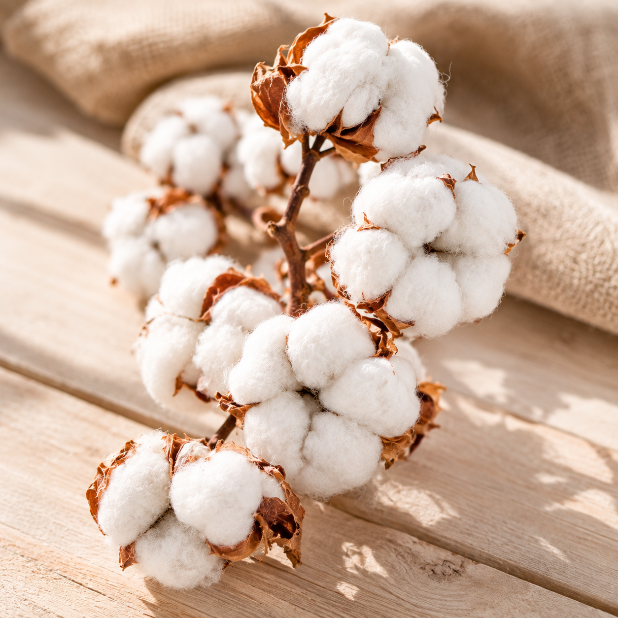 Cotton Flowers - Cotton on the Stem (natural)