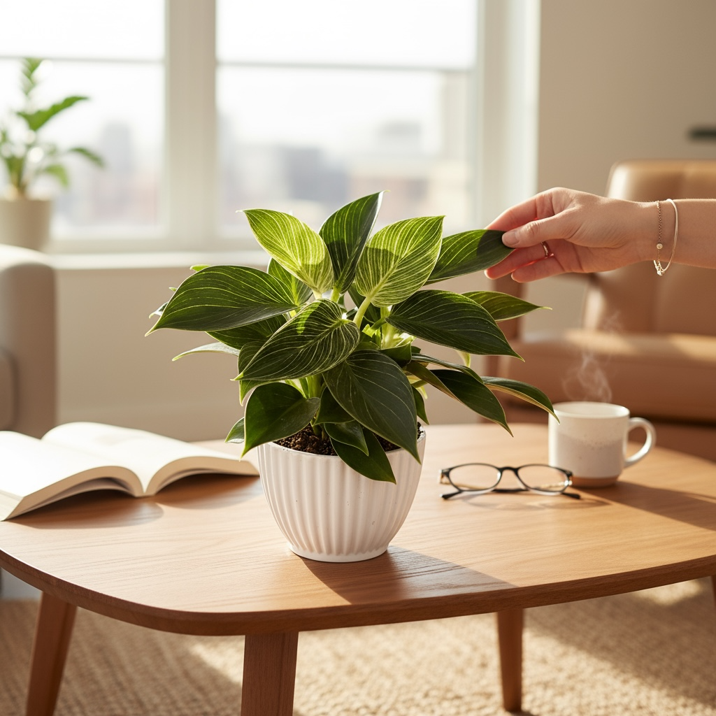 Philodendron Birkin (bush) - frunzis elegant cu dungi albe fine