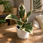 Ficus elastica ‘Tineke’ – plante d’intérieur aux feuilles panachées blanc-crème et vertes