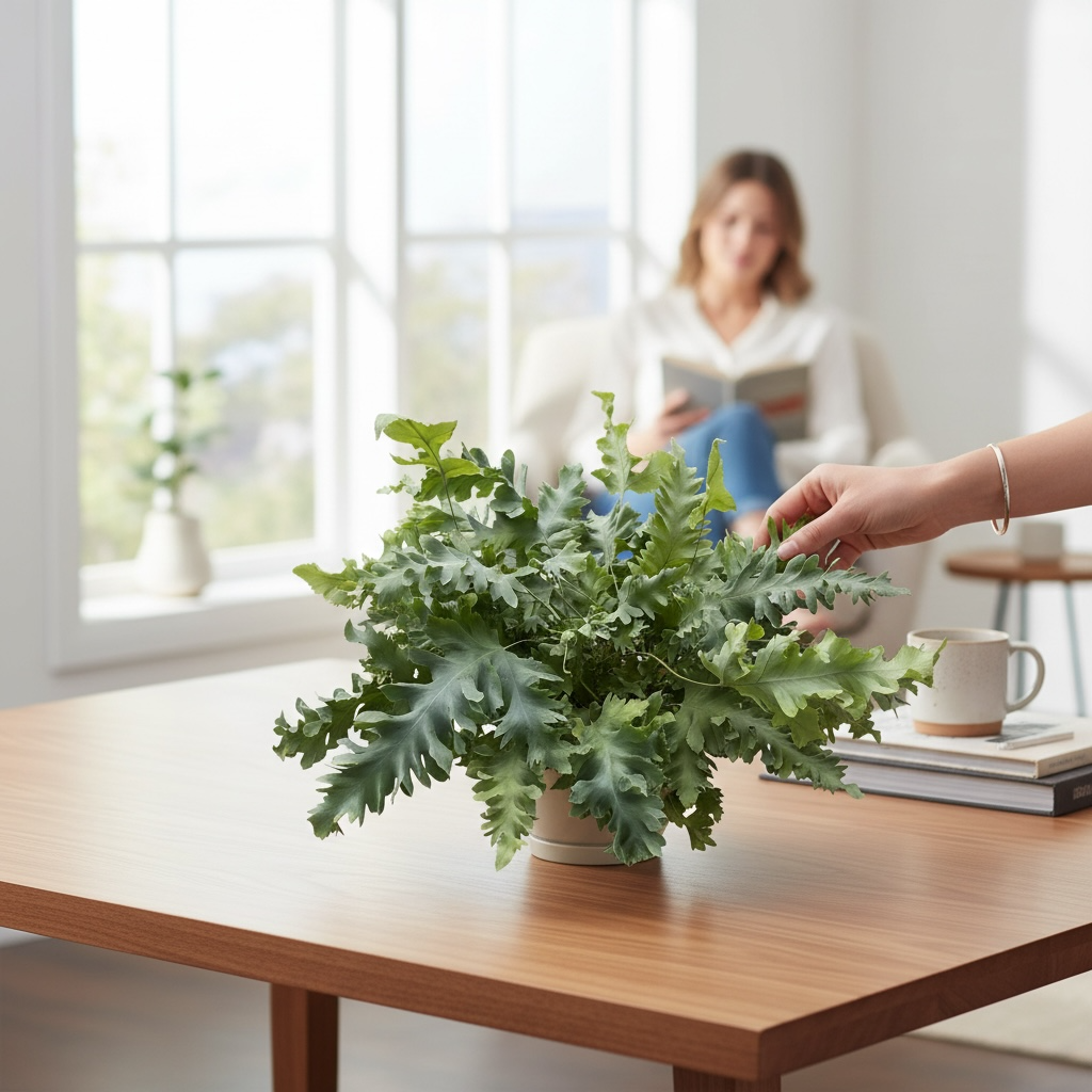 Phlebodium aureum ‘Davana’ – feriga tropicala exotica, cu frunzis albastrui si port elegant