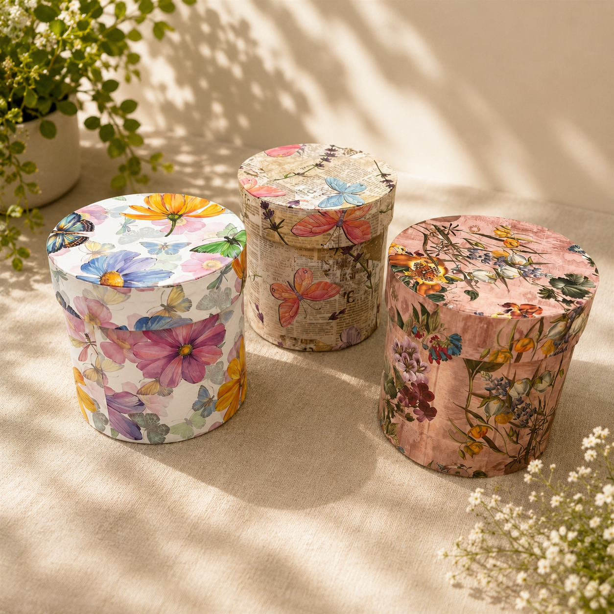 Cutie decorativa rotunda - model floral