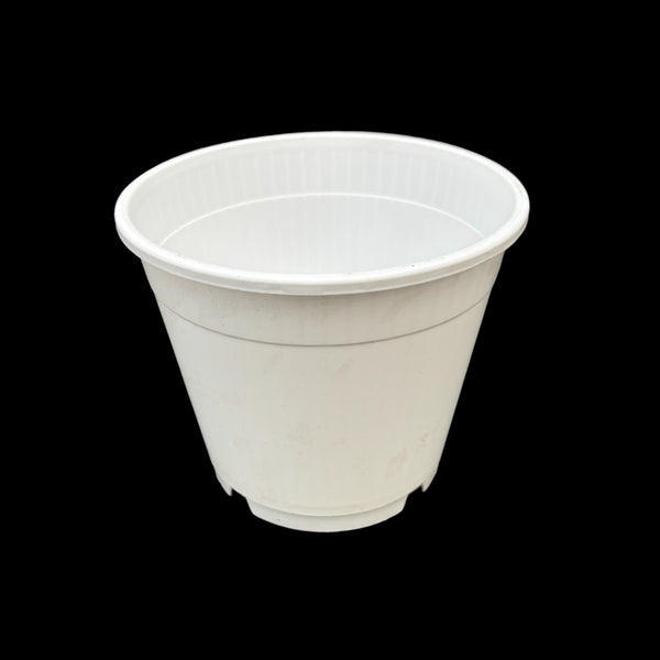 White matte plastic pot D14 cm