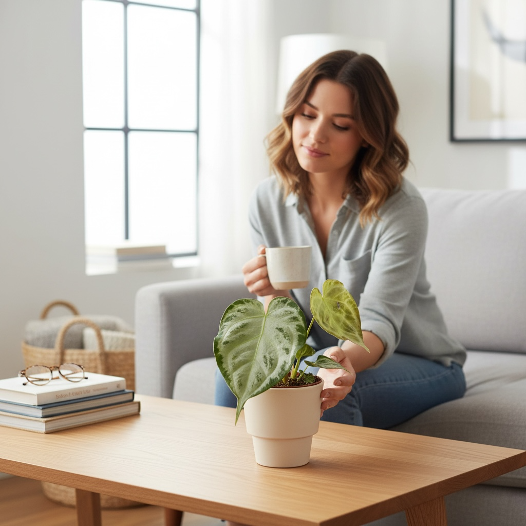 Anthurium crystallinum 'Super Silver Blush' - exemplare Super Silver