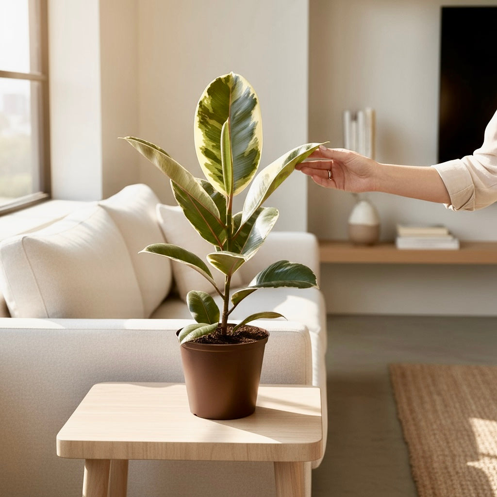 Ficus elastica Tineke XL - planta decorativa cu frunzis variegat