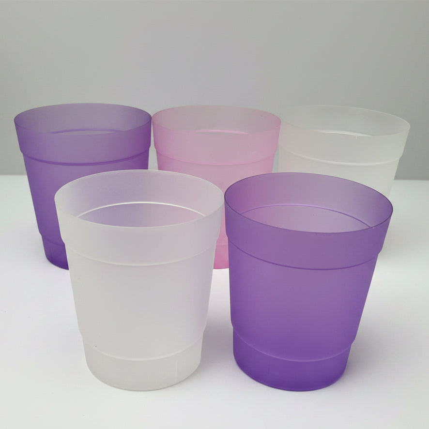 Ghivece tip masca semitrasparente din plastic - diverse culori