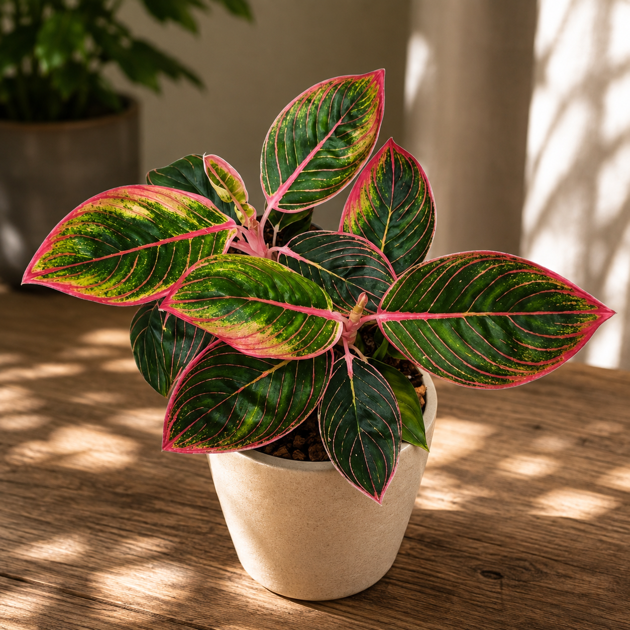 Aglaonema 'Red Lip' – aglaonema élénkpiros erezettel és szegéllyel