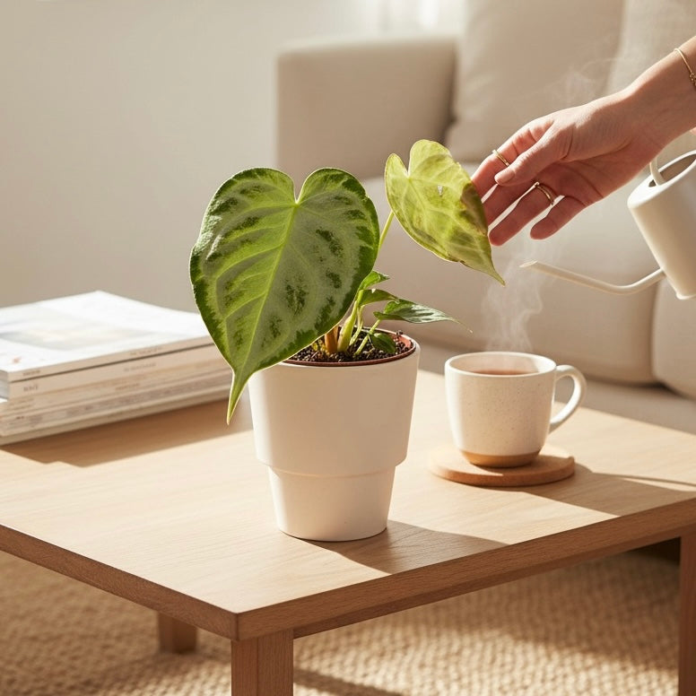 Anthurium crystallinum 'Super Silver Blush' - exemplare Super Silver