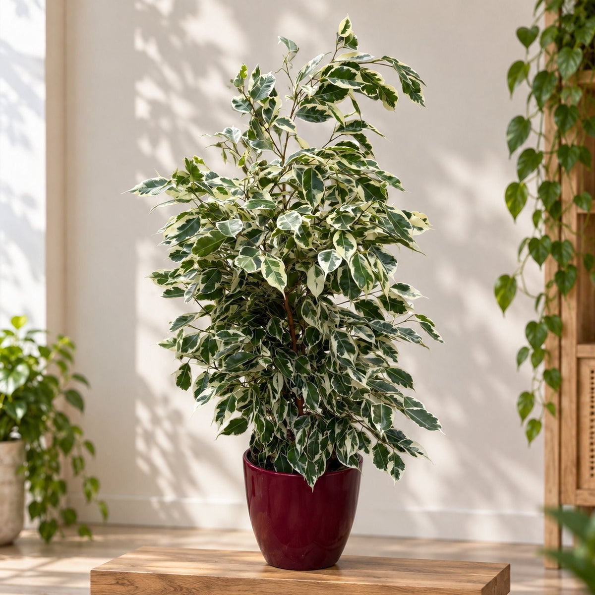 Ficus benjamina 'Twilight' XL - Variegated ficus with green-and-cream leaves