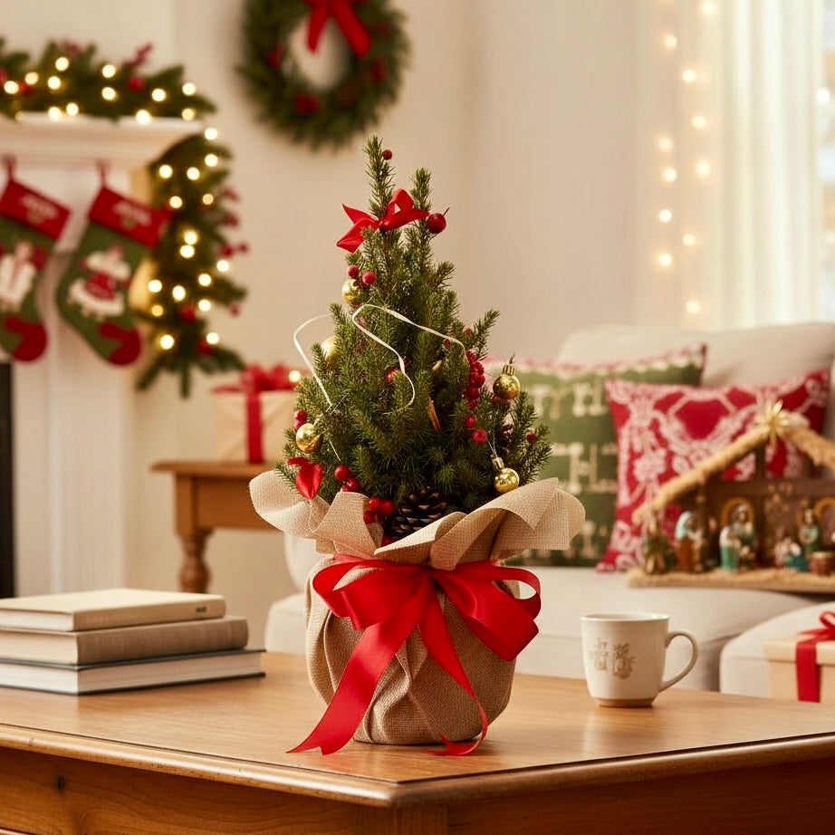 Bor ‘Golden Magical’ – prirodni aranžman ukrašen, spreman za poklon