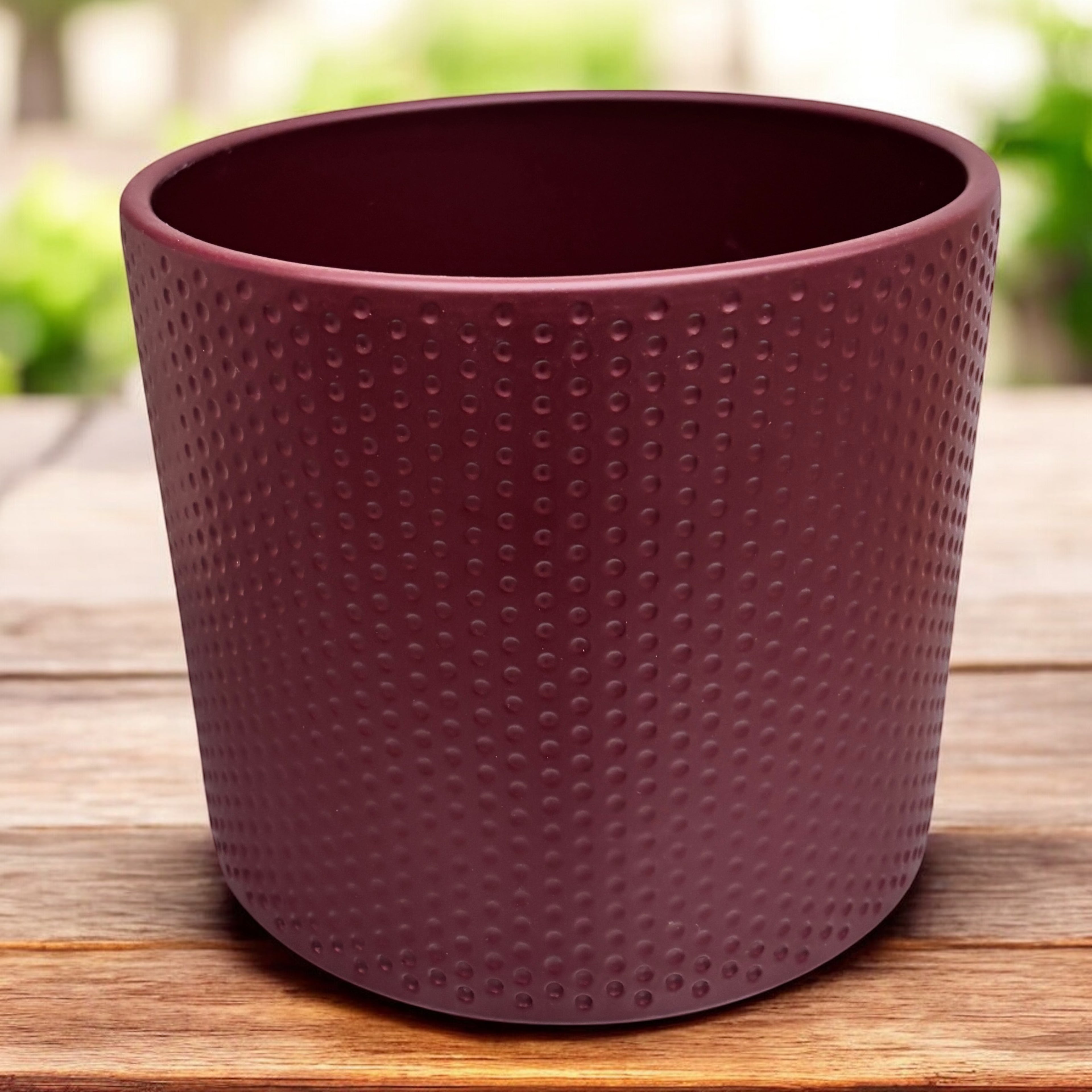 Ghiveci ceramic decorativ D15 – model texturat visiniu