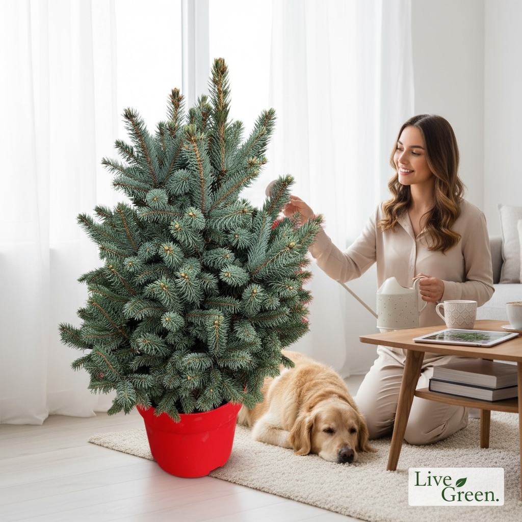 Brad argintiu in ghiveci XL - Picea pungens 'Super Blue' H85-90 cm