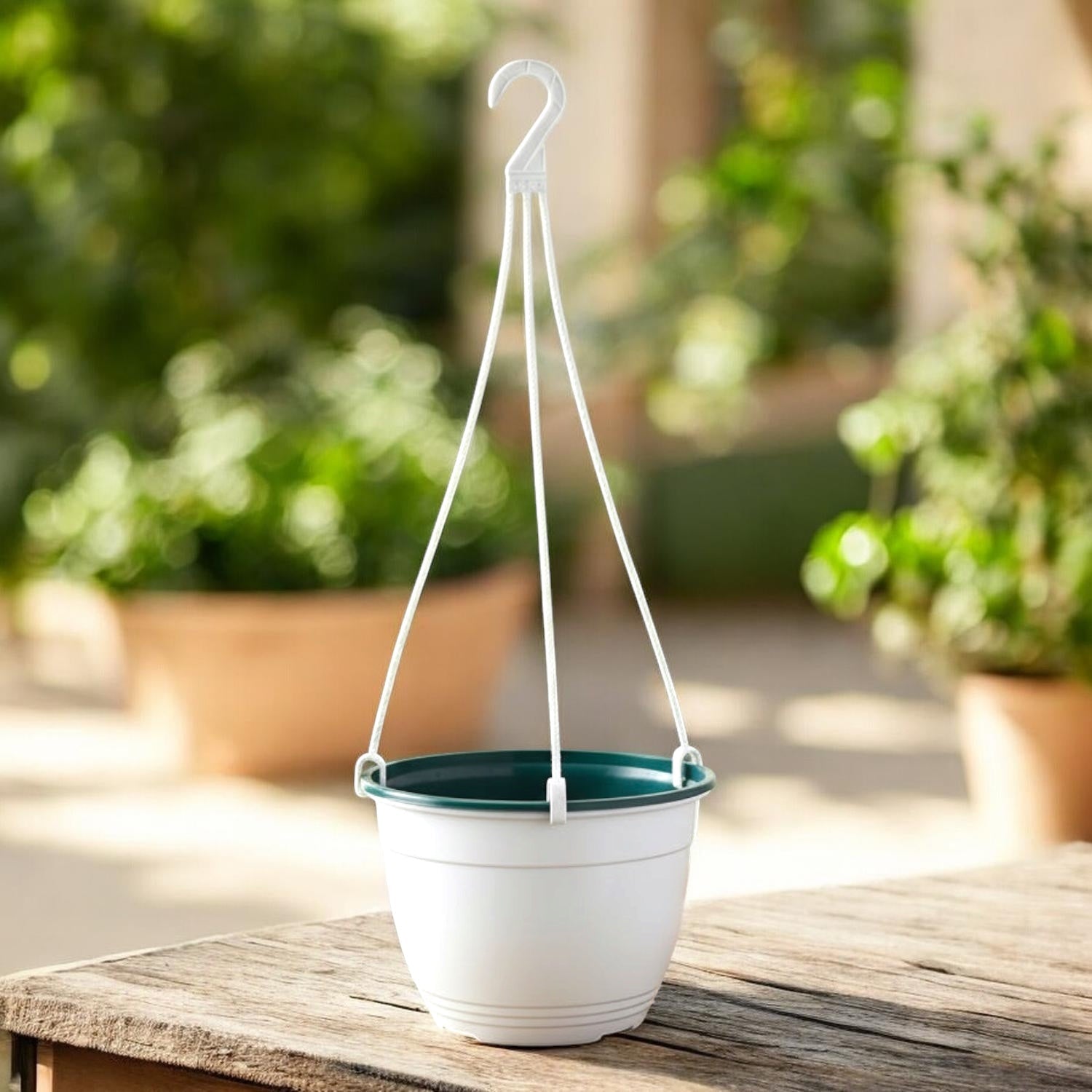Plastic pot D17 cm with 38 cm hanger