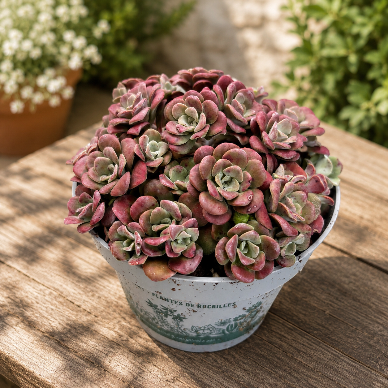 Sedum spathulifolium 'Purpureum' - Succulente rampante aux feuilles pourpres et fleurs jaunes, parfaite pour rocailles et bordures ensoleillées