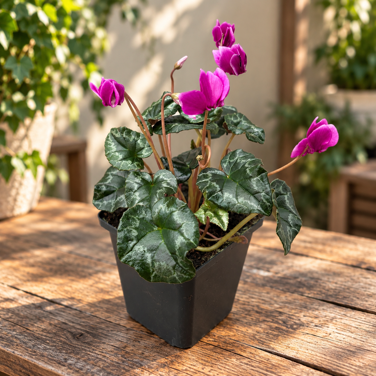 Cyclamen hederifolium 'Roxo' - Ciclamen de outono com flores violeta-rosadas