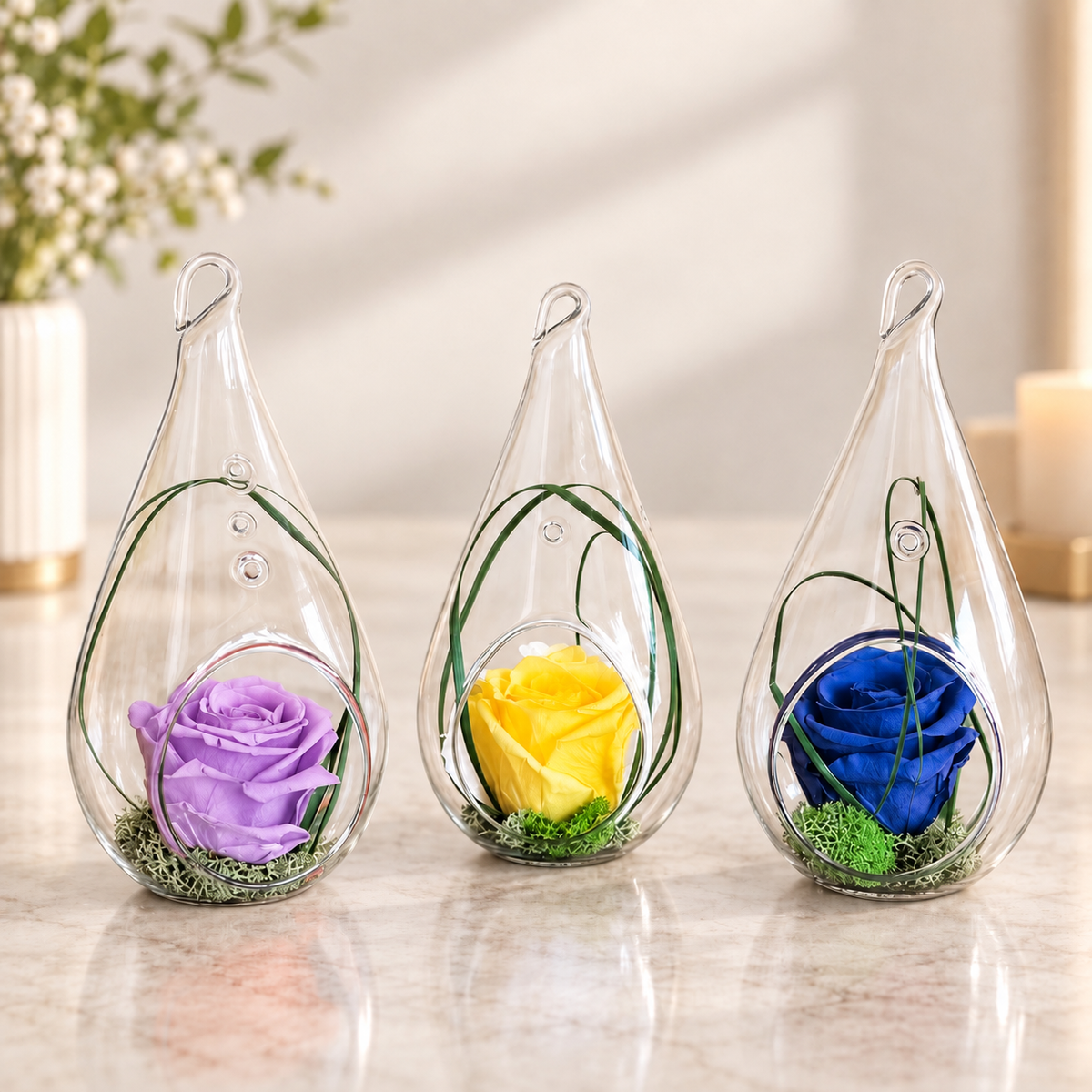 Rosas criogenizadas en vidrio - un regalo elegante
