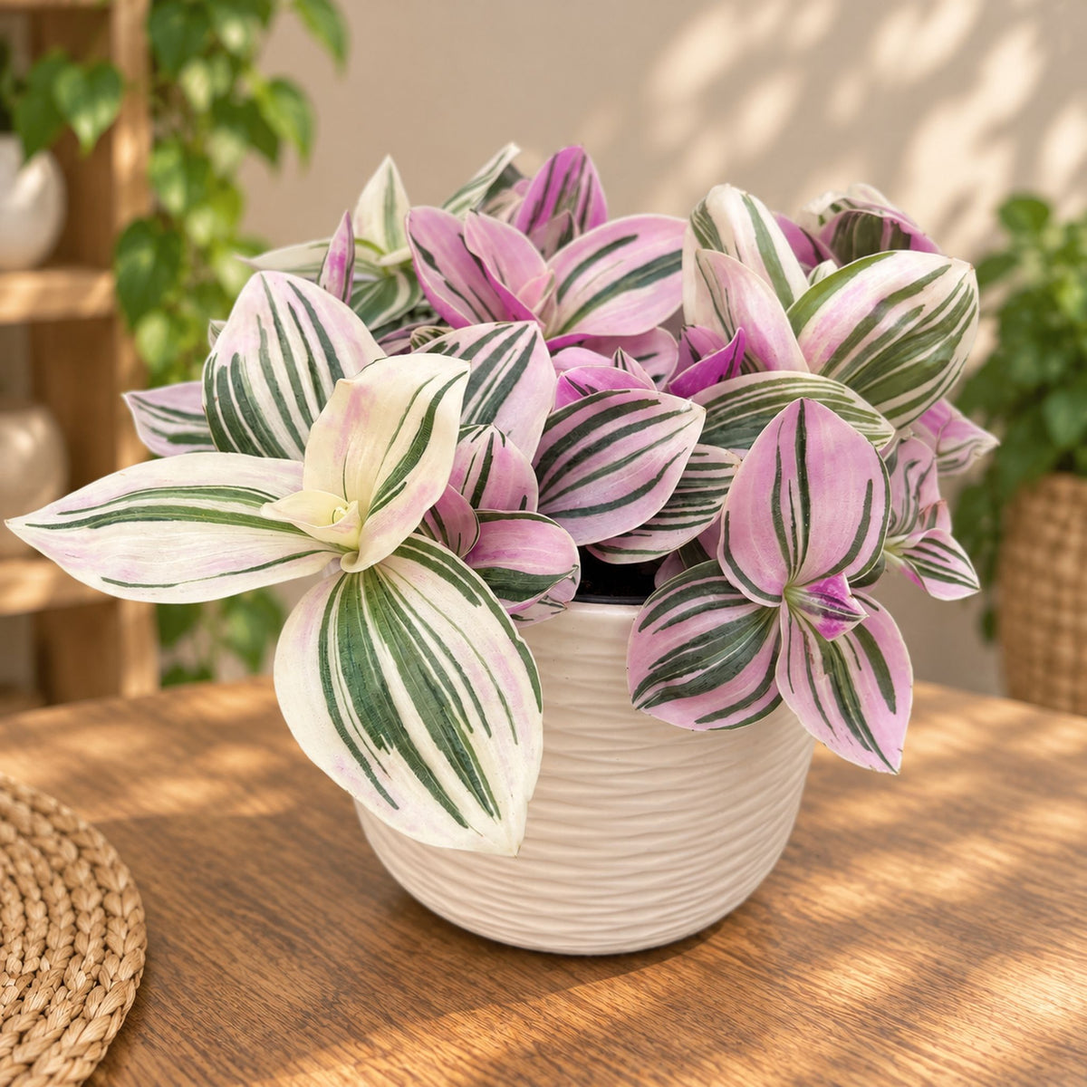 Tradescantia ‘Unicorn’ - trailing plant with pastel foliage in magical shades