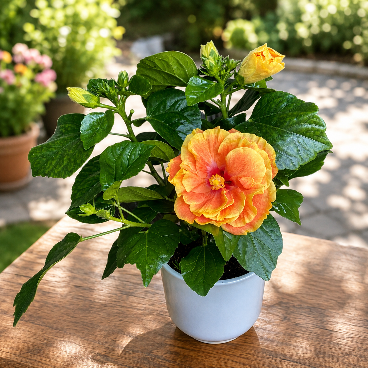 Hibiscus Long Life ‘Apollo Double’ – hibisco com flores duplas, espetaculares