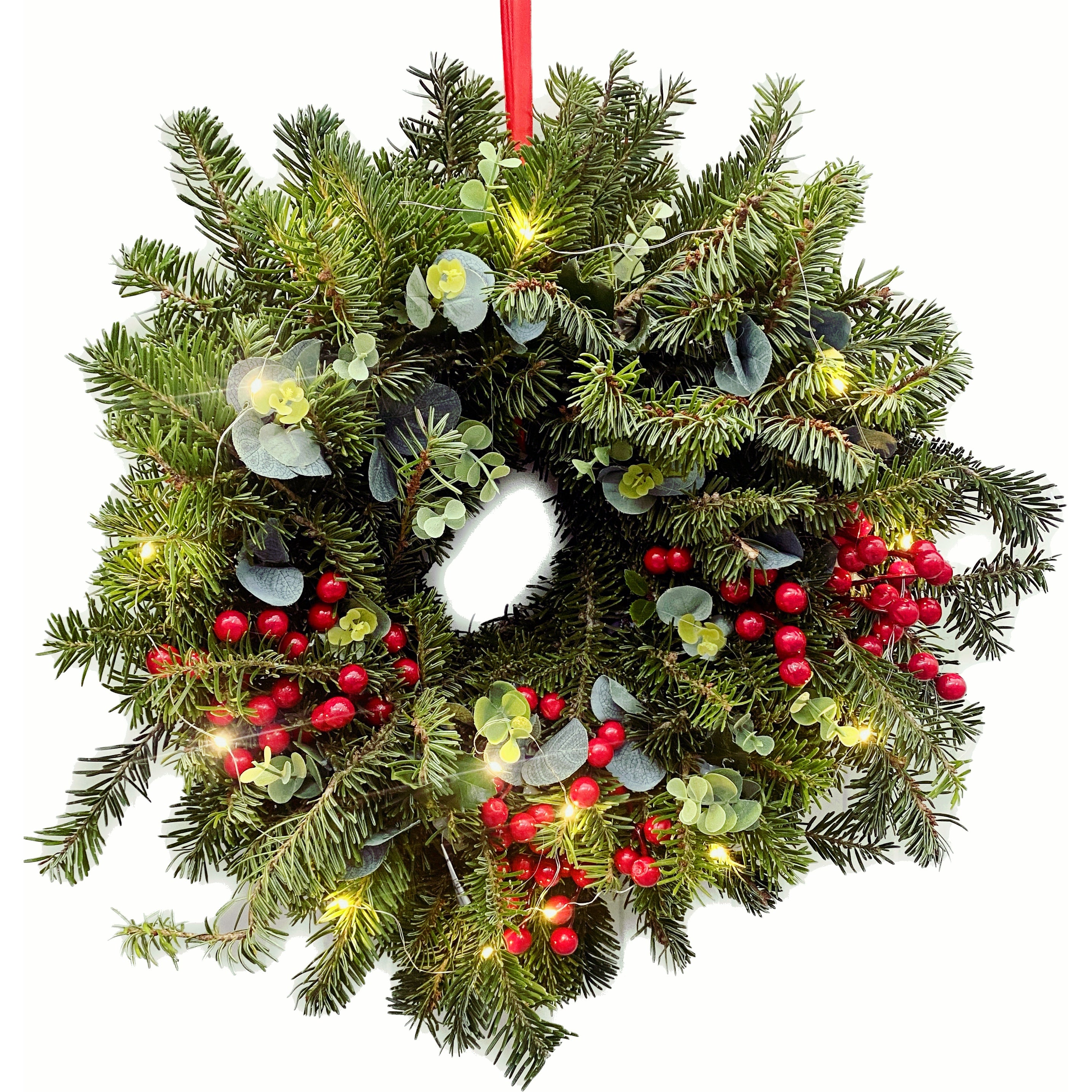 Coronita naturala de Craciun cu instalatie luminoasa