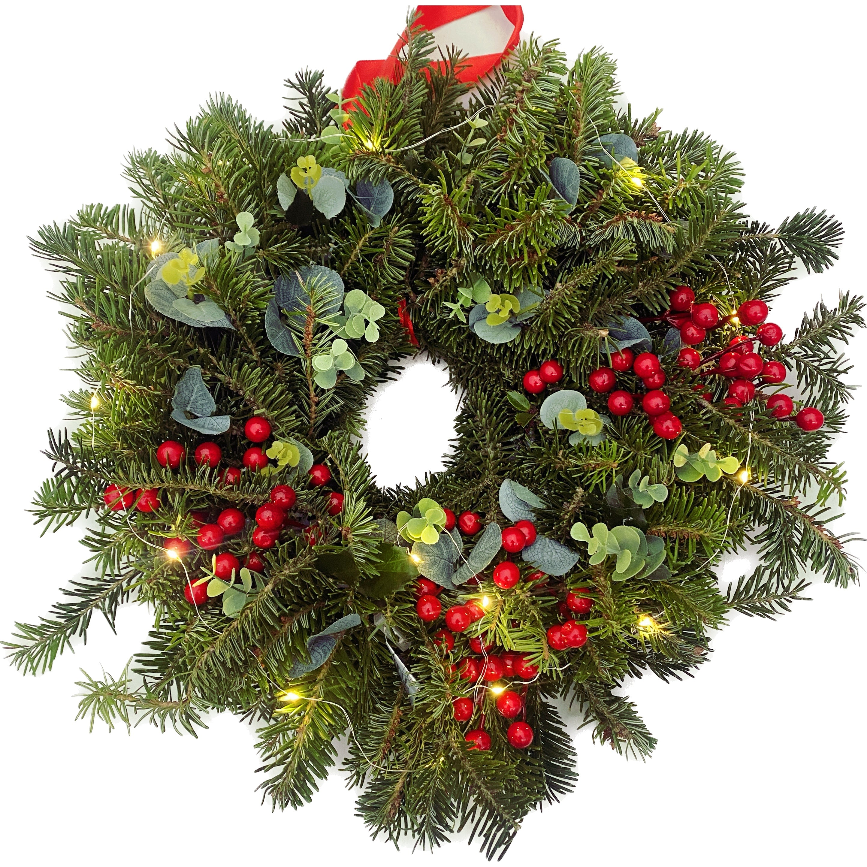 Coronita naturala de Craciun cu instalatie luminoasa