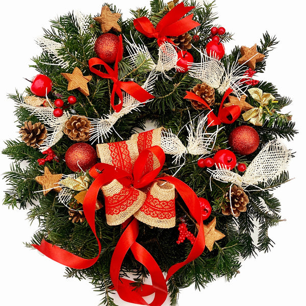 Decorated natural fir wreath