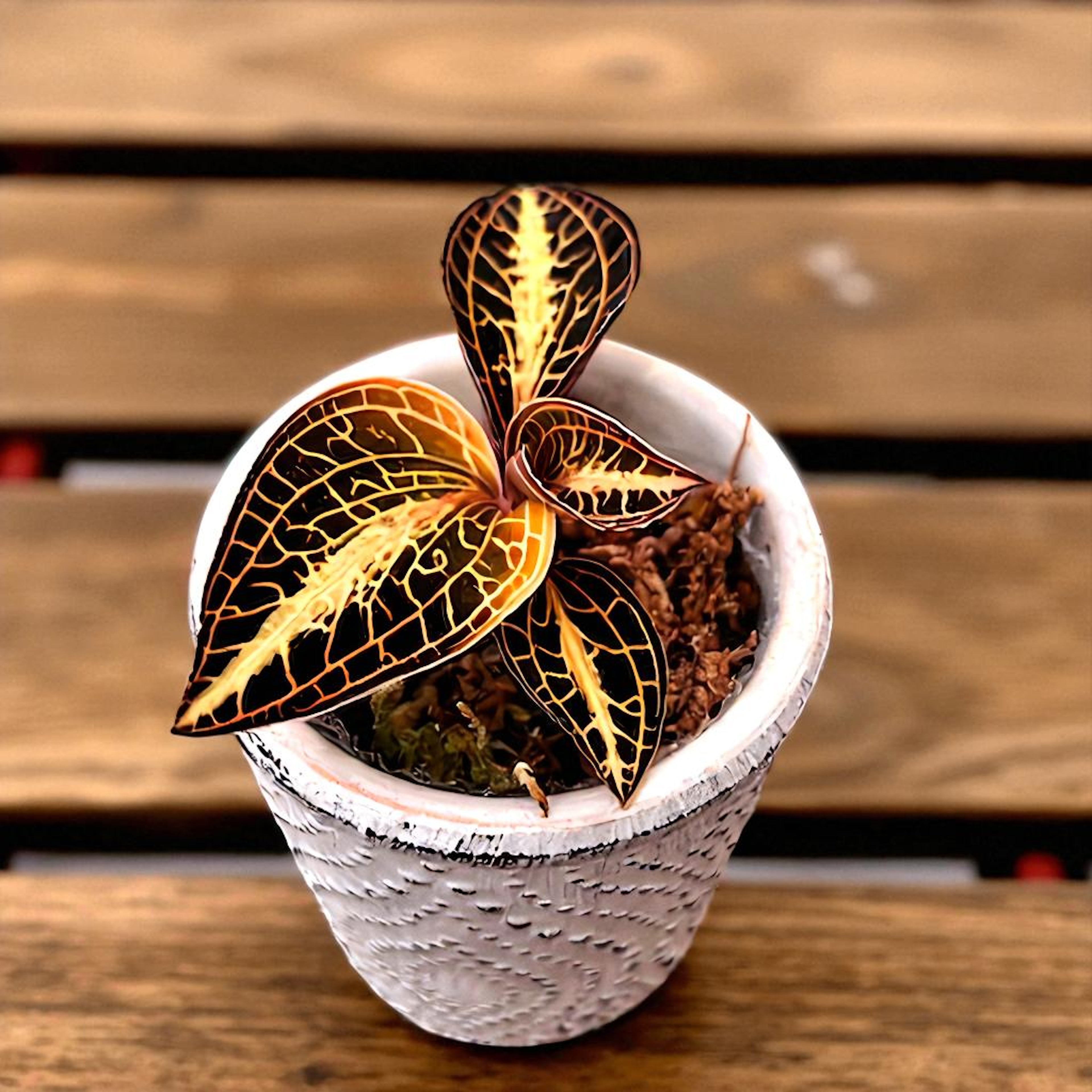 Anoectochilus roxburghii 'Golden Heart' (Jewel Orchid)