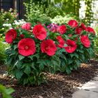 Hibiscus moscheutos ‘Oak Red’ – mehrjähriger Hibiskus mit riesigen Blüten  