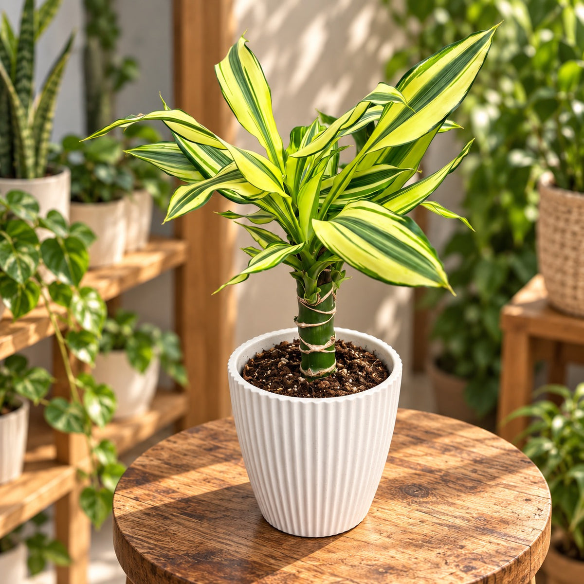 Dracaena fragrans 'Yellow Coast' - smokowiec z liśćmi o różnobarwnych plamach