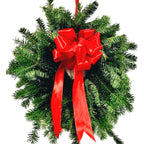 Coroncina di abete naturale con fiocco rosso