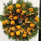 Special fir wreath with dried oranges and cinnamon