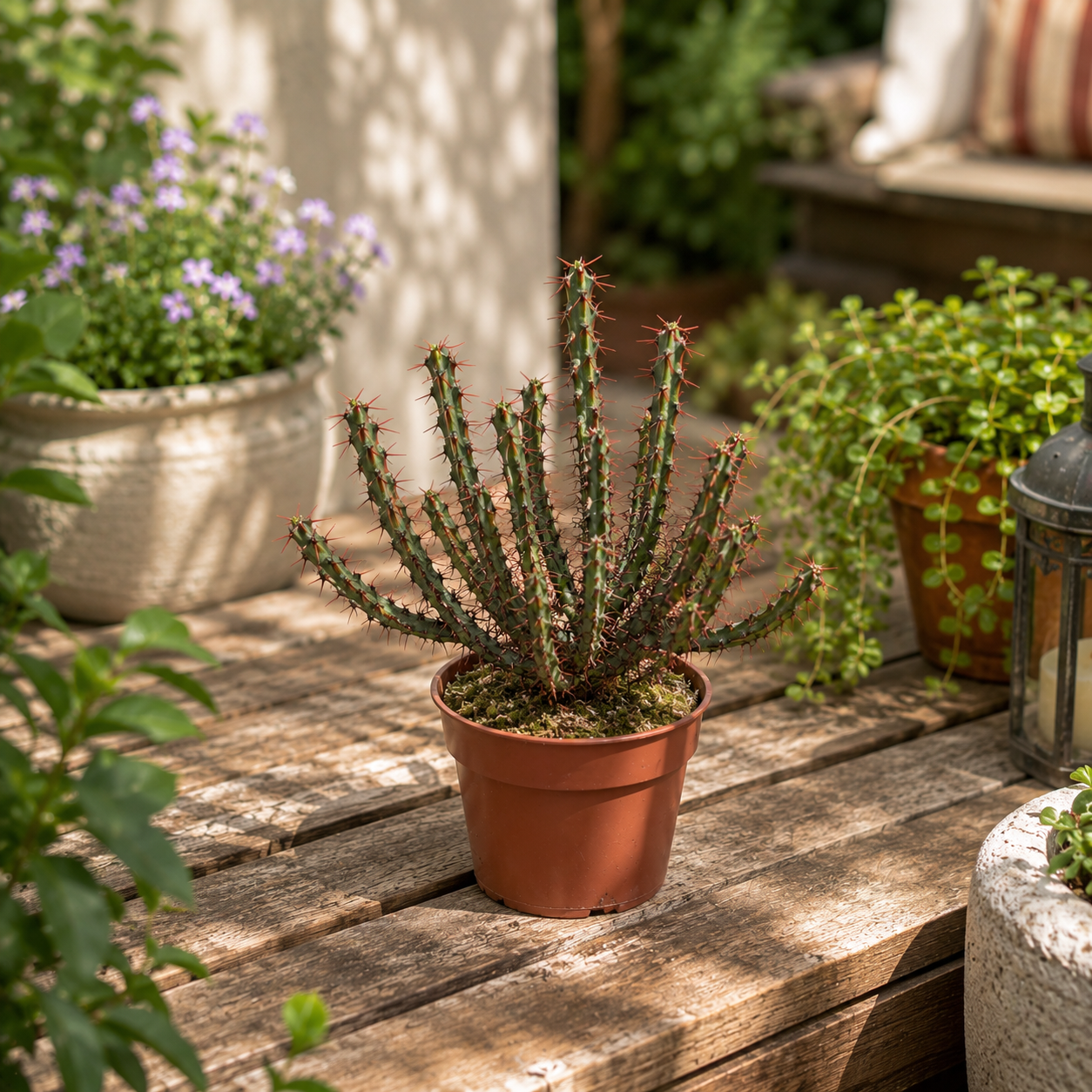 Euphorbia aeruginosa – rare succulent with blue-green stems and decorative spines