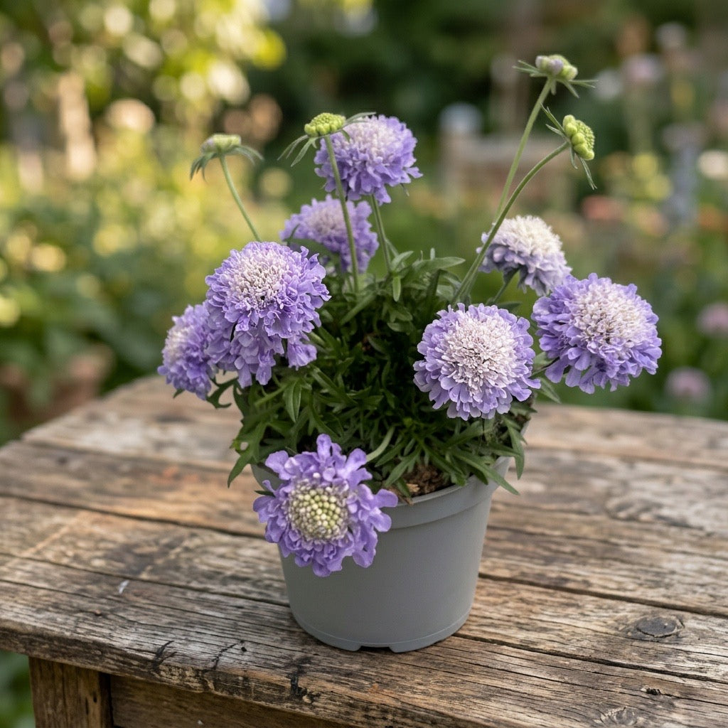 Scabiosa japonica ‘Ritz Blue’ - planta perena de gradina cu flori deosebite