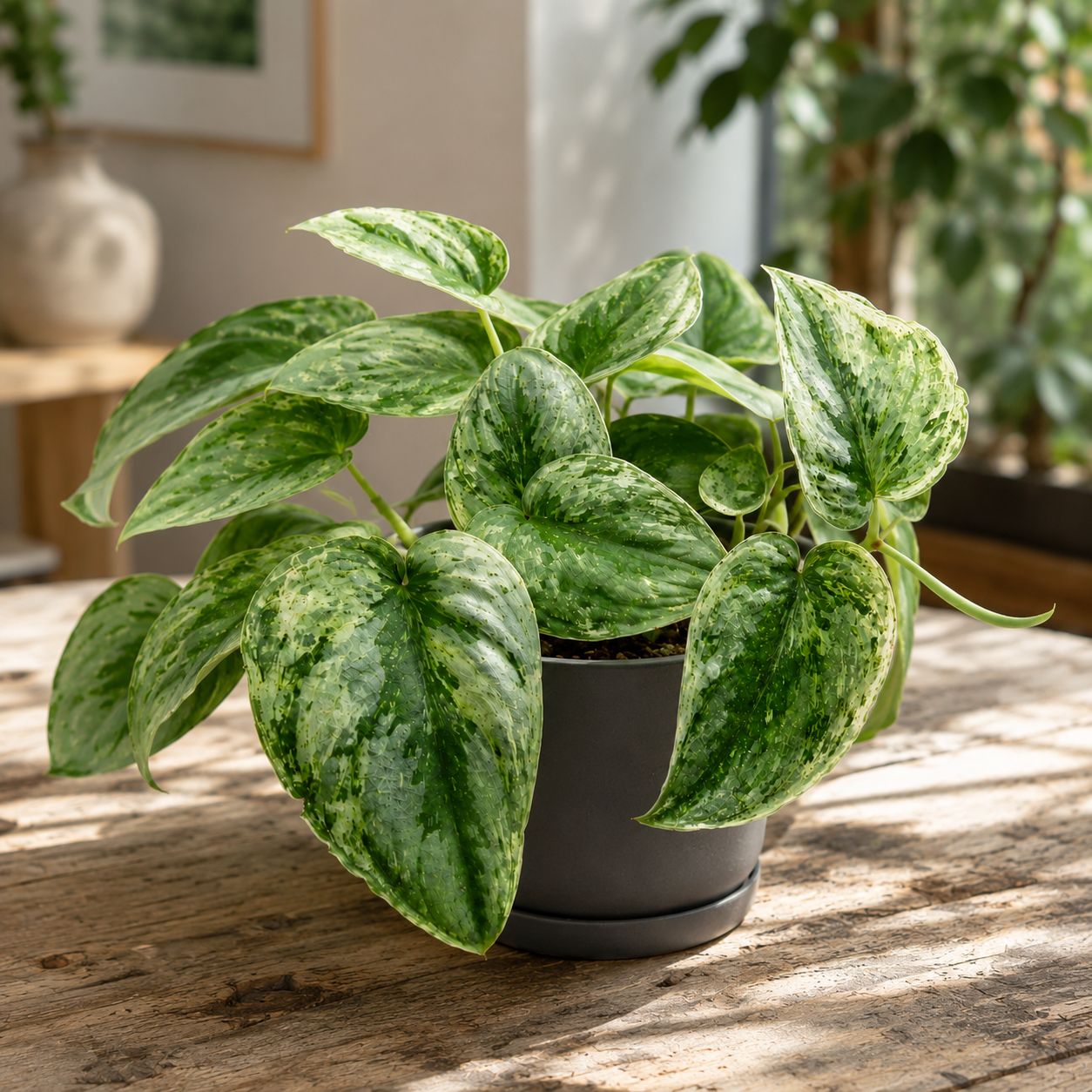 Scindapsus pictus 'Silver Knight' - Scindapsus argintiu cu frunze catifelate