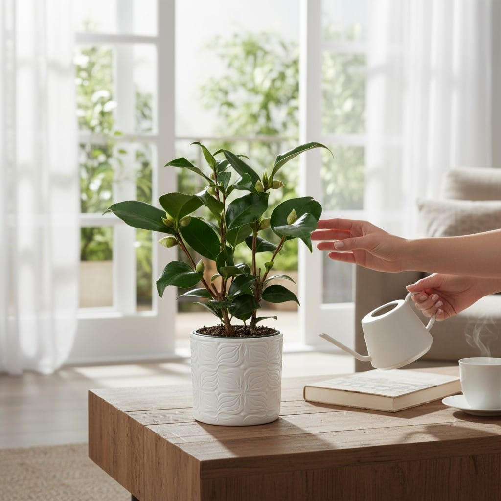 Camellia japonica 'Eugenia de Montijo' - floare dubla (rezistenta la inghet)