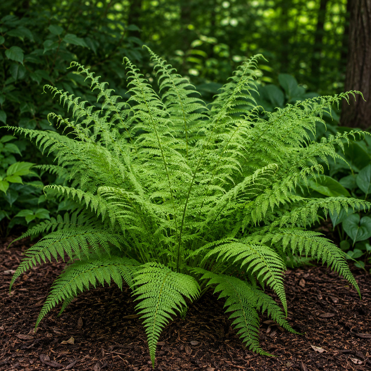 Athyrium filix-femina „Victoriae” (wietlica samicza) – paproć ogrodowa